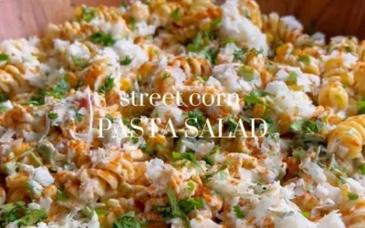 Colorful Street Corn Pasta Salad with fresh herbs and spices