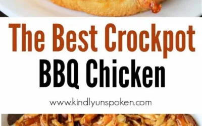 Delicious crockpot BBQ chicken served with a side of coleslaw