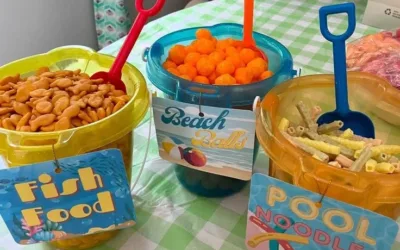 Colorful beach-themed snacks for a perfect beach party setup