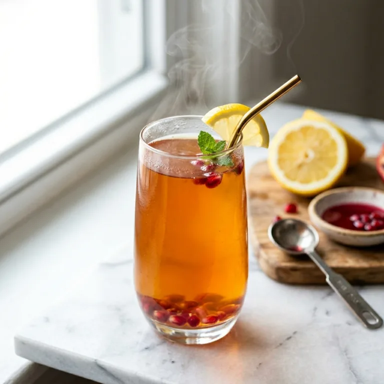 Dr Gupta Gelatin Recipe for Weight Loss: The 3-Ingredient Pre-Meal Method 5 Dr Gupta gelatin recipe for weight loss served warm in a clear glass with lemon and pomegranate juice