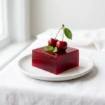 Dr Gupta gelatin recipe for weight loss — tart cherry square on white plate with mint garnish