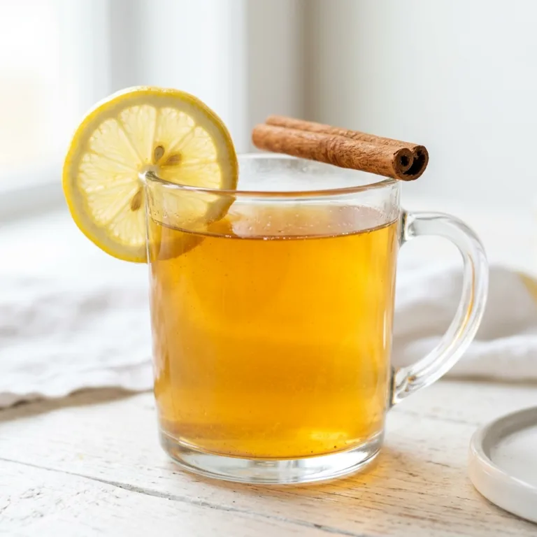 Brazilian Mounjaro recipe for weight loss in a clear glass mug with lemon garnish