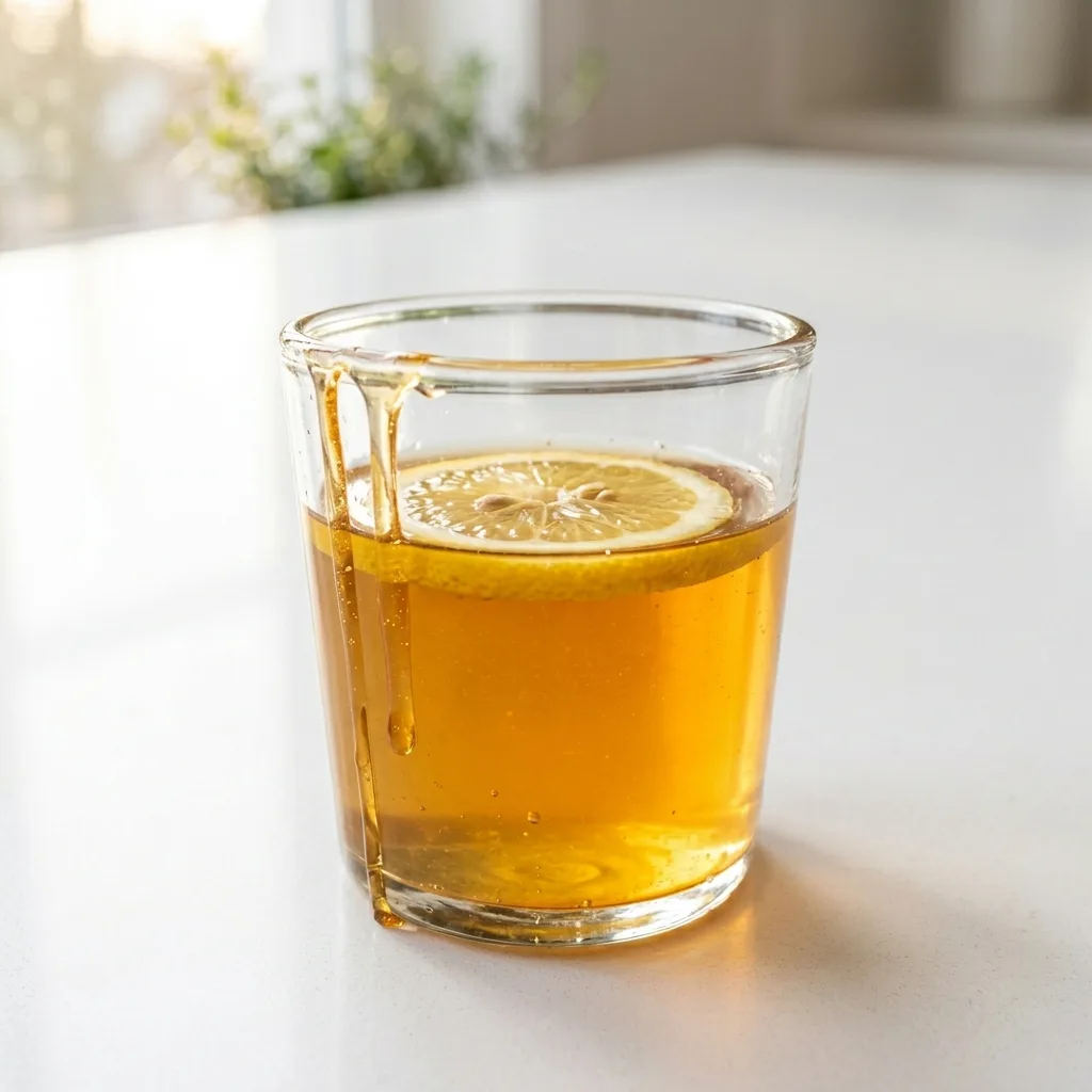 Finished Jillian Michaels gelatin hack tonic with lemon in a clear glass