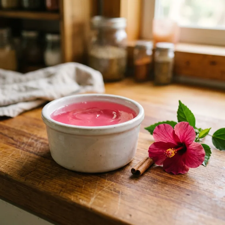 Dr. Rocio Pink Gelatin Recipe in a white ramekin with cinnamon and hibiscus