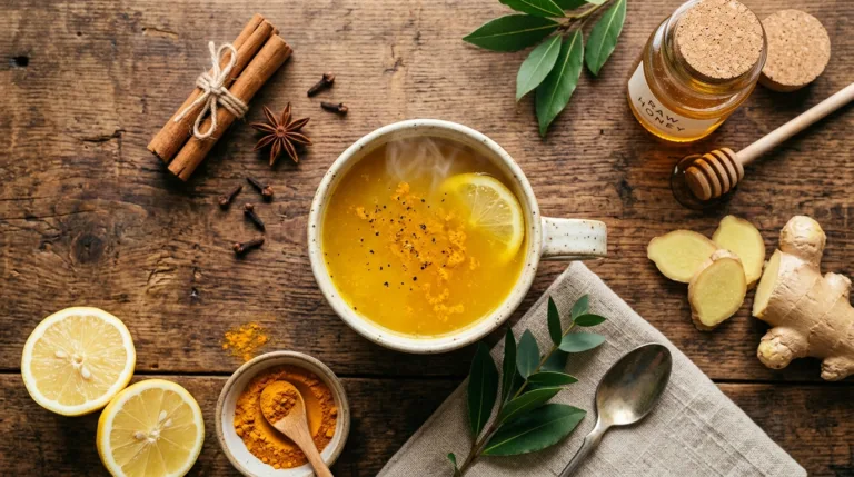 Brazilian Mounjaro recipe for weight loss served in a mug with ginger, lemon, and cinnamon