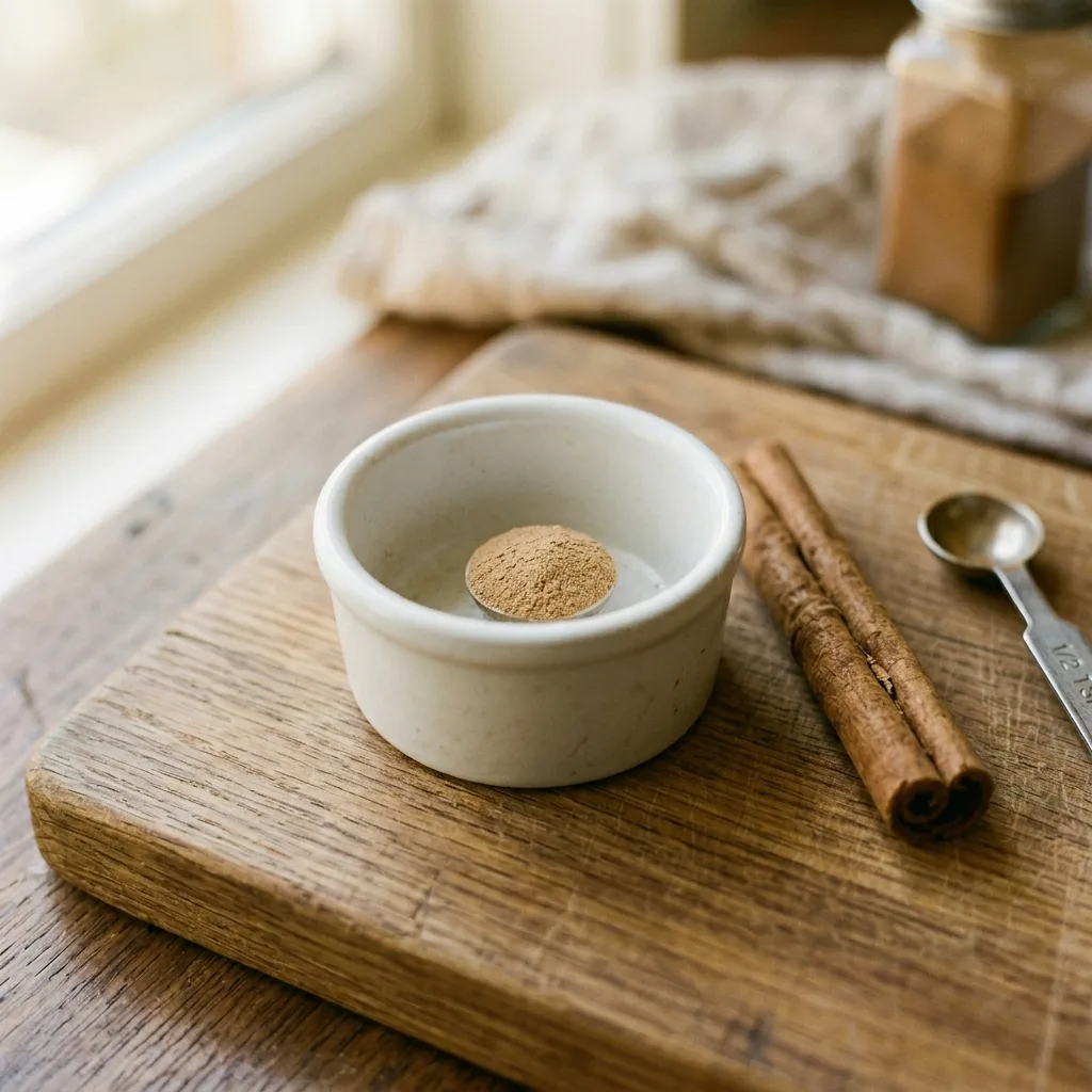 Measuring Ceylon cinnamon powder for Dr Phil diabetes recipe wellness tonic — step one of the recipe